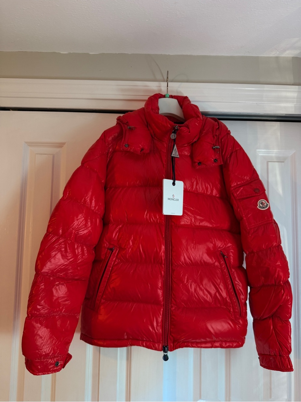 Moncler Red Quilted Down Puffer Jacket